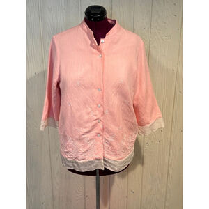 Yi Lin Pink Blouse with 100% Silk Trimming, Size L